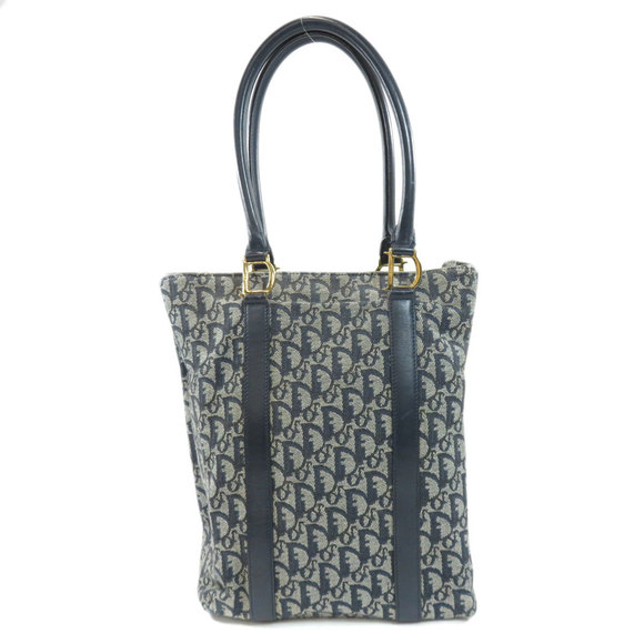 Christian Dior Trotter Tote Bag Canvas Leather Navy - Picture 2 of 9